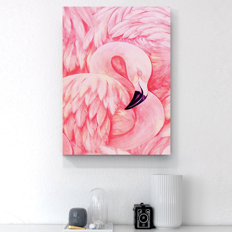 BowLift | Flamingo Canvas Print Tropical Style Texture Wall Art Decor in Pink for Family Room