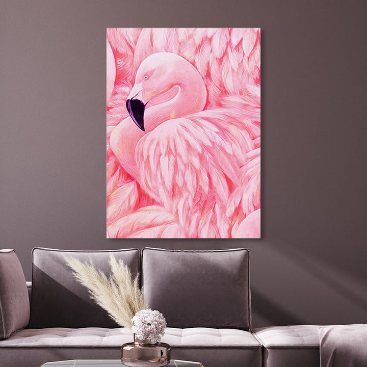 BowLift | Flamingo Canvas Print Tropical Style Texture Wall Art Decor in Pink for Family Room