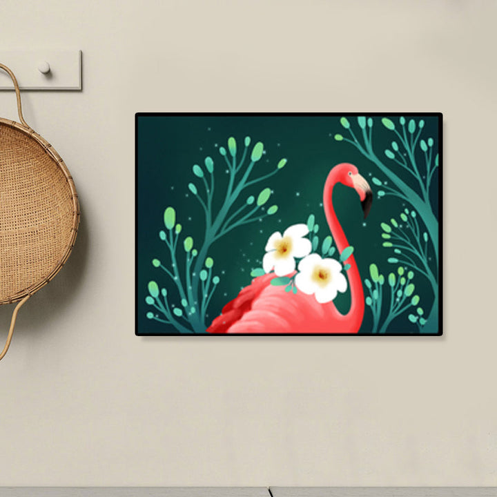 BowLift | Flamingo Print Painting Tropical Stylish Textured Canvas Wall Art for Dining Room