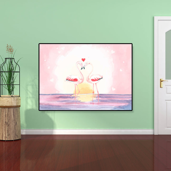 BowLift | Flamingo Print Painting Tropical Stylish Textured Canvas Wall Art for Dining Room