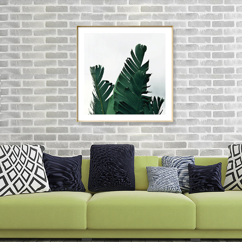 BowLift | Green Banana Leaves Canvas Print Botanical Tropix Textured Wall Art for the Dining Room