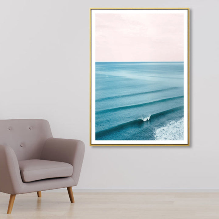 BowLift | Tropical Canvas Print Blue Photographic Ocean Surface with Waves Wall Art for Living Room