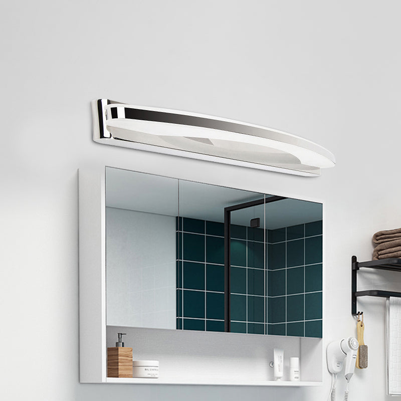 BowLift | Modern LED Wall Light Chrome Arch-Shaped Mirror Lighting with Acrylic Shade in Warm/White Light