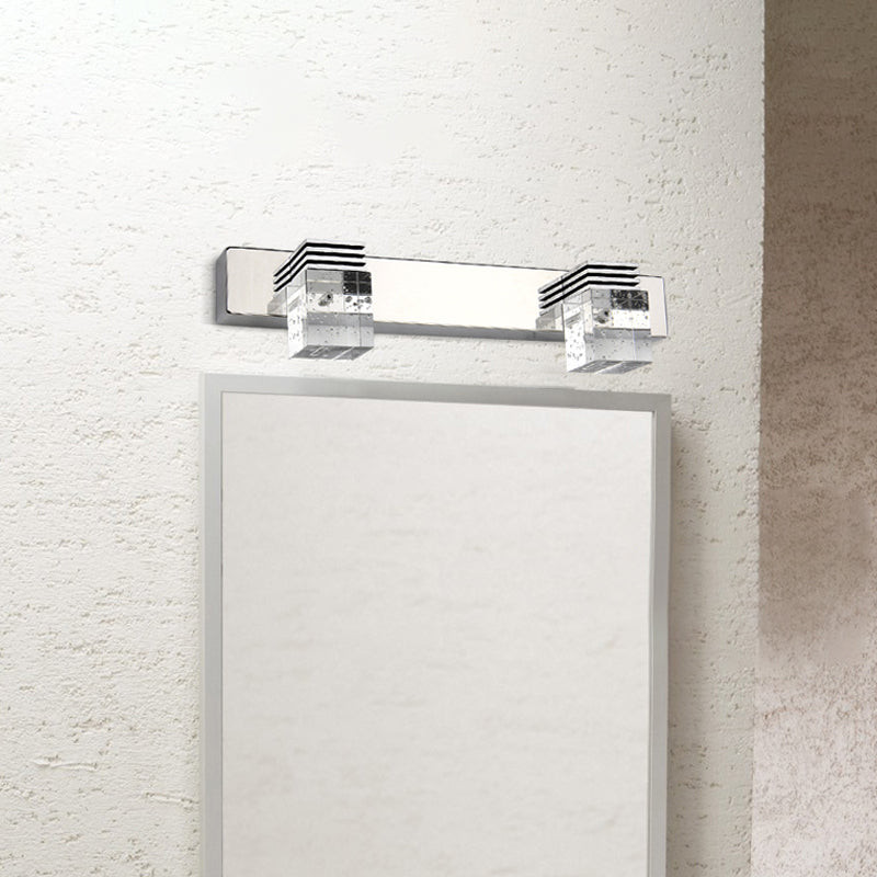 BowLift | Cuben Bathroom Wall Lamp Clear Crystal 2/3 Bulbs Modernism Wall Lighting in Chrome, Warm/White Light