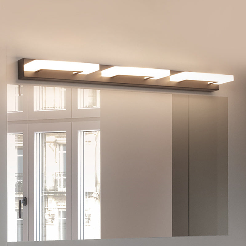BowLift | Acrylic Rectangle Wall Lighting Modern 2/3 Heads Wall Lighting Ideas in Black for Bathroom, Warm/White Light