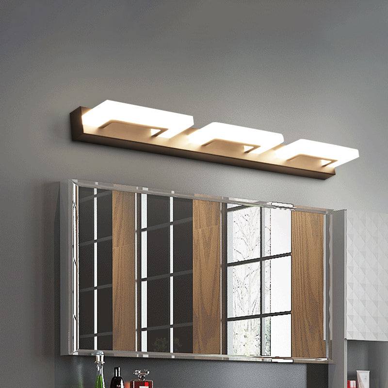 BowLift | Acrylic Rectangle Wall Lighting Modern 2/3 Heads Wall Lighting Ideas in Black for Bathroom, Warm/White Light