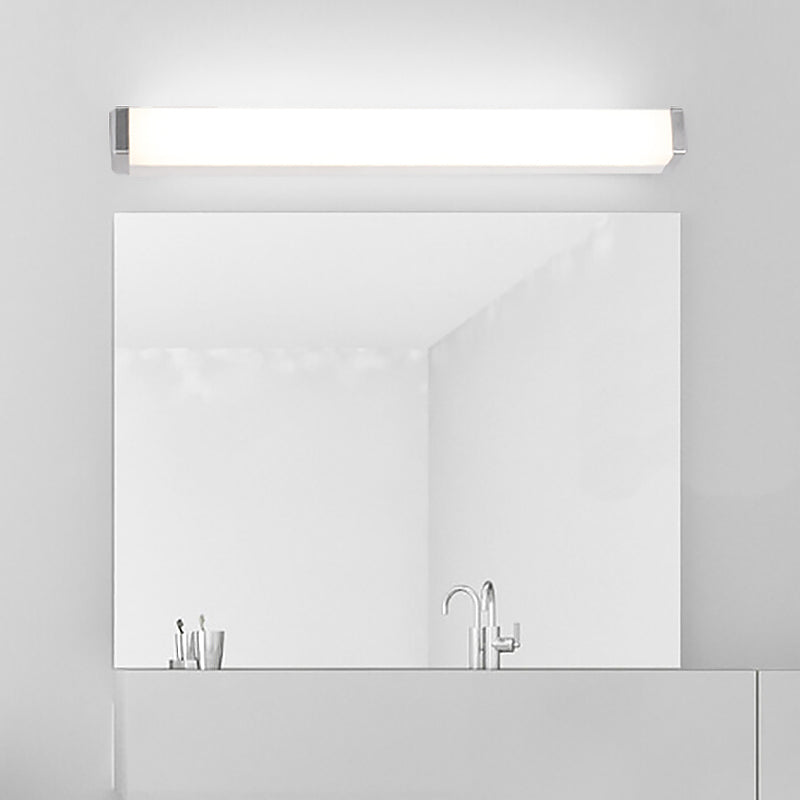 BowLift | Metal Rectangle Vanity Lighting Modern LED Silver Wall Sconce Light in Warm/White Light for Bathroom