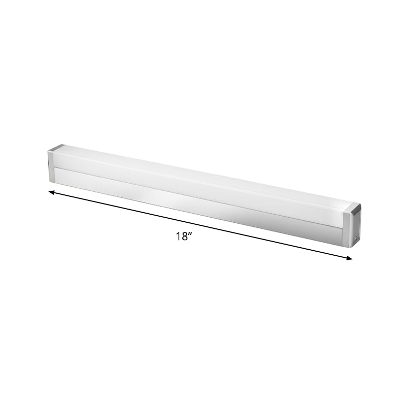 BowLift | Metal Rectangle Vanity Lighting Modern LED Silver Wall Sconce Light in Warm/White Light for Bathroom