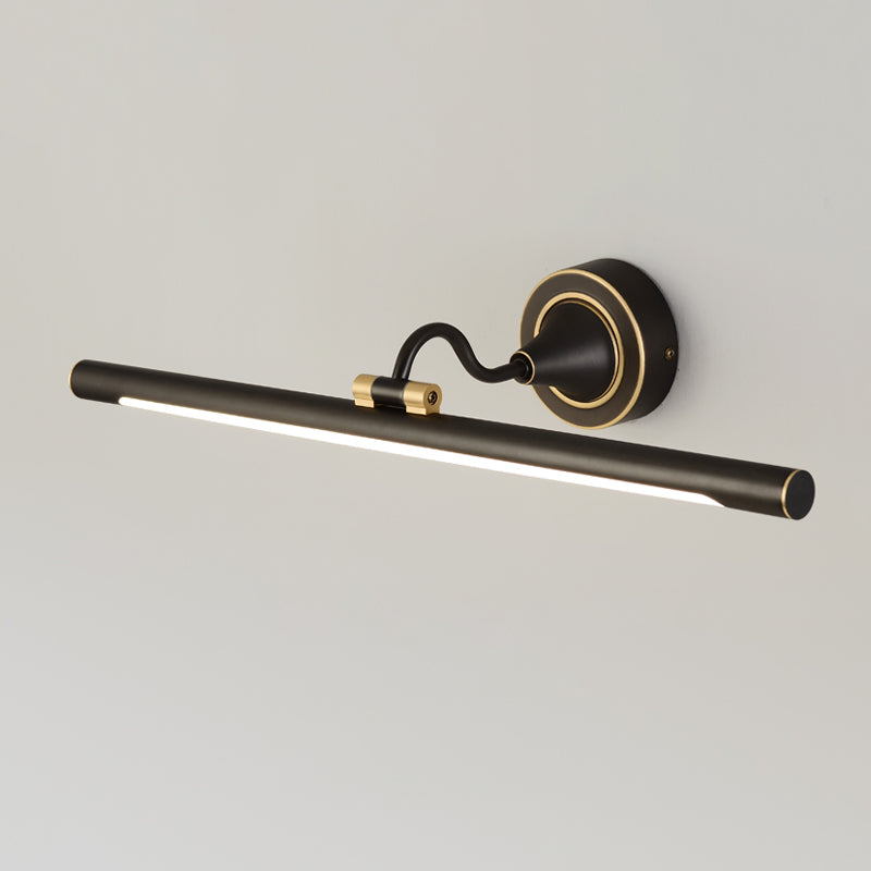 BowLift | Metallic linear LED wall light contemporary black/gold adjustable vanity light fixture with acrylic shade