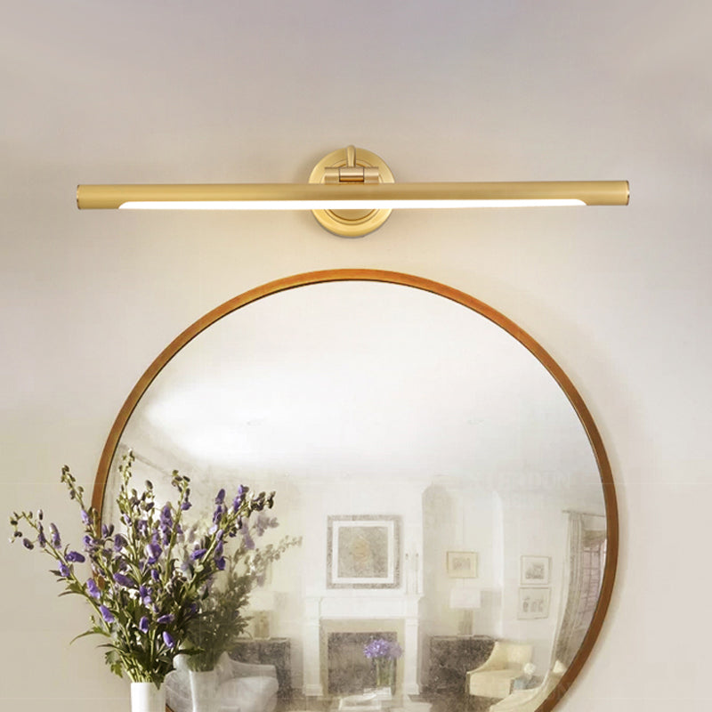 BowLift | Metallic linear LED wall light contemporary black/gold adjustable vanity light fixture with acrylic shade
