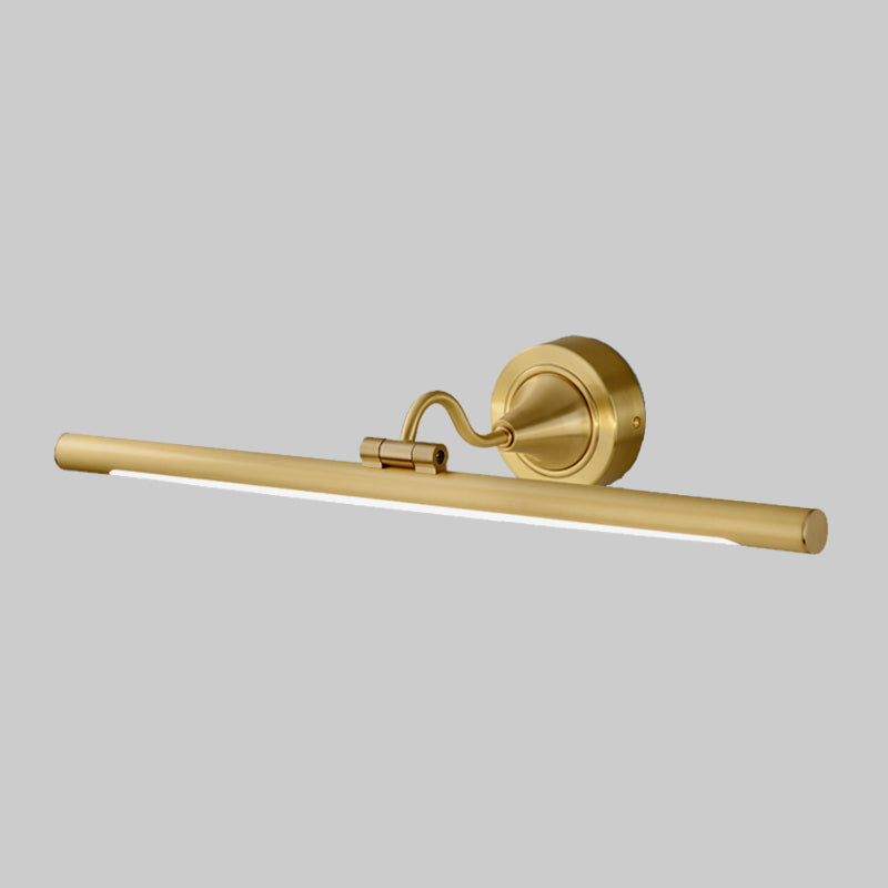 BowLift | Metallic linear LED wall light contemporary black/gold adjustable vanity light fixture with acrylic shade