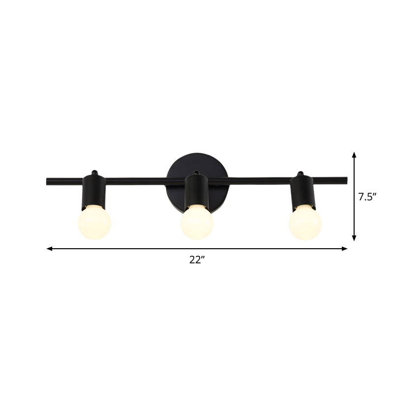 BowLift | Black 3-Arm Sink Light Contemporary 3 Heads Metal Wall Mounted Lighting with Open Lampshade