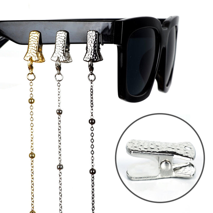 Metallic Crocodile-Clip Eyewear Chain Bowlift