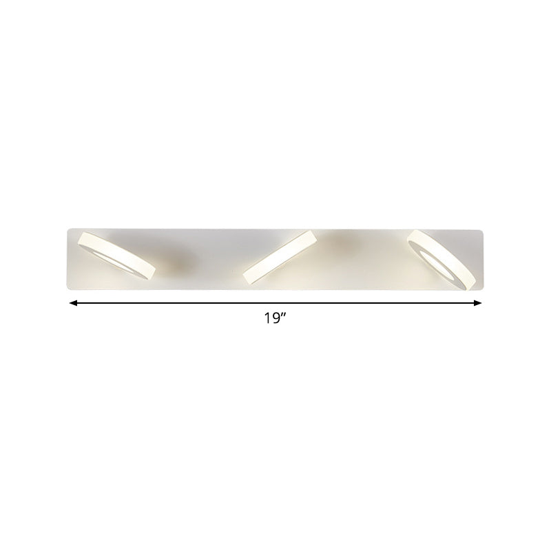 BowLift | Circle Bathroom Wall Lighting White Acrylic 3 Bulbs Contemporary Adjustable Vanity Lamp in Warm/White Light
