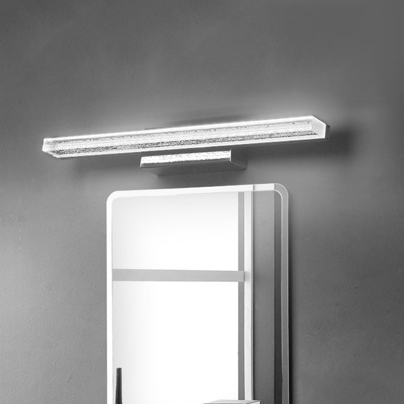 BowLift | LED Toilet Wall Lamp Modern Silver Wall Mounted Light with Rectangular Acrylic Shade in Warm/White Light