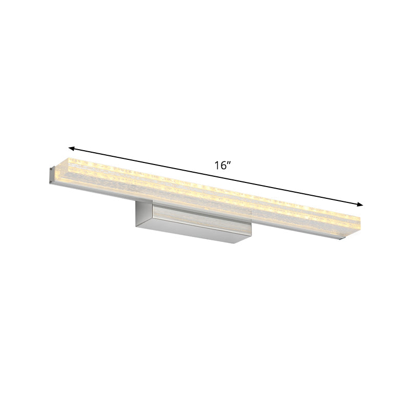 BowLift | LED Toilet Wall Lamp Modern Silver Wall Mounted Light with Rectangular Acrylic Shade in Warm/White Light