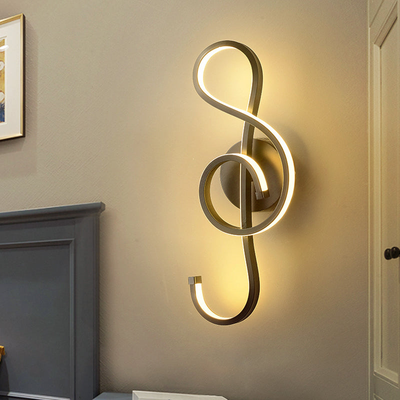 BowLift | Iron Musical Note Wall Mounted Lamp Modernist Black/White LED Surface Wall Light in Warm/White Light