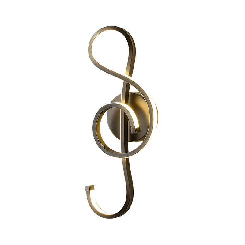 BowLift | Iron Musical Note Wall Mounted Lamp Modernist Black/White LED Surface Wall Light in Warm/White Light