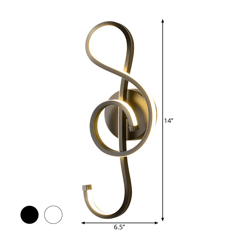BowLift | Iron Musical Note Wall Mounted Lamp Modernist Black/White LED Surface Wall Light in Warm/White Light