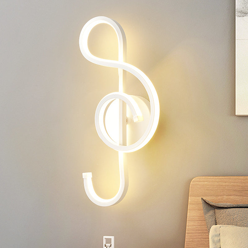 BowLift | Iron Musical Note Wall Mounted Lamp Modernist Black/White LED Surface Wall Light in Warm/White Light