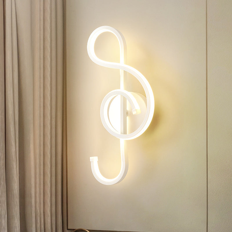 BowLift | Iron Musical Note Wall Mounted Lamp Modernist Black/White LED Surface Wall Light in Warm/White Light