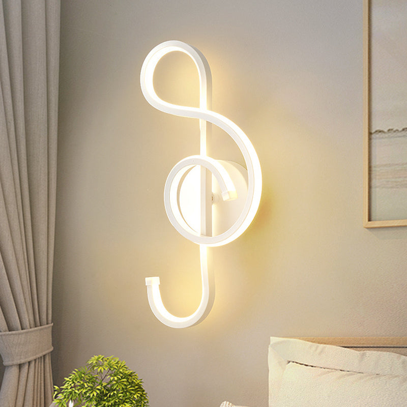 BowLift | Iron Musical Note Wall Mounted Lamp Modernist Black/White LED Surface Wall Light in Warm/White Light