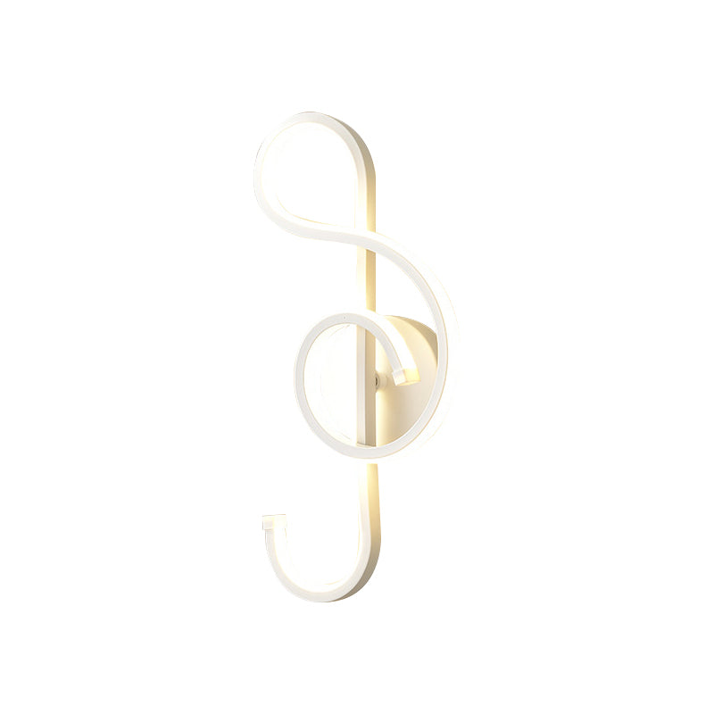 BowLift | Iron Musical Note Wall Mounted Lamp Modernist Black/White LED Surface Wall Light in Warm/White Light
