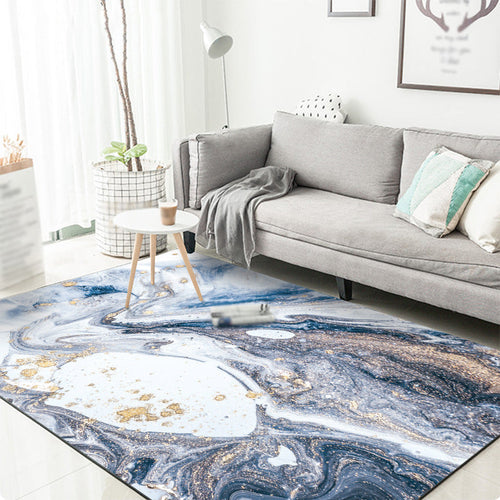 BowLift | Blue Novelty Carpet Polyester Abstract Carpet Pet Friendly Washable Non-Slip Carpet for the Living Room