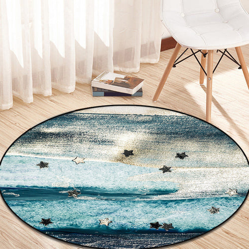 BowLift | Blue industrial carpet polyester abstract star pattern carpet pet-friendly washable non-slip carpet for the bedroom