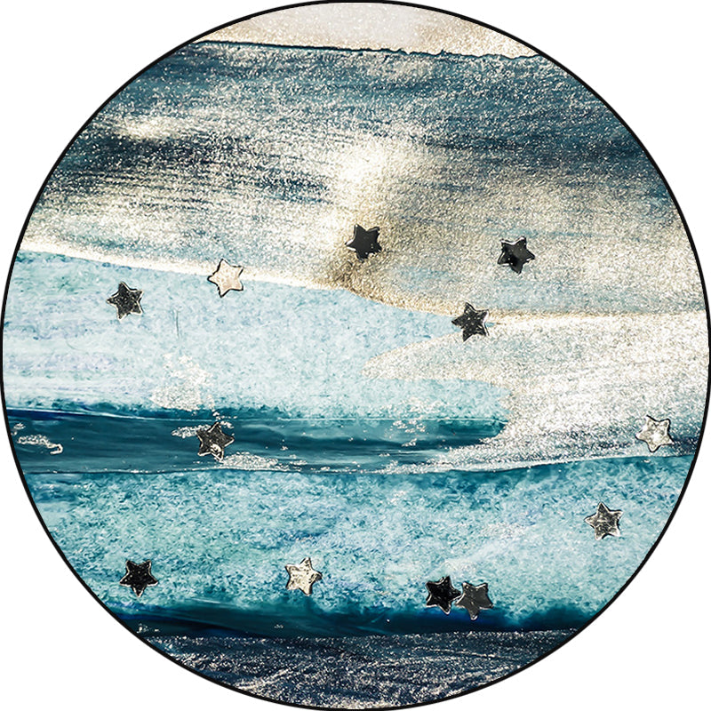 BowLift | Blue industrial carpet polyester abstract star pattern carpet pet-friendly washable non-slip carpet for the bedroom