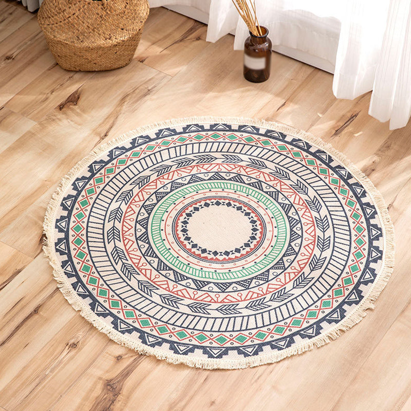 BowLift | Moroccan Tribal Flower Pattern Carpet Multicolor Linen Carpet Non-Slip Pet-Friendly Washable Carpet for Bedroom