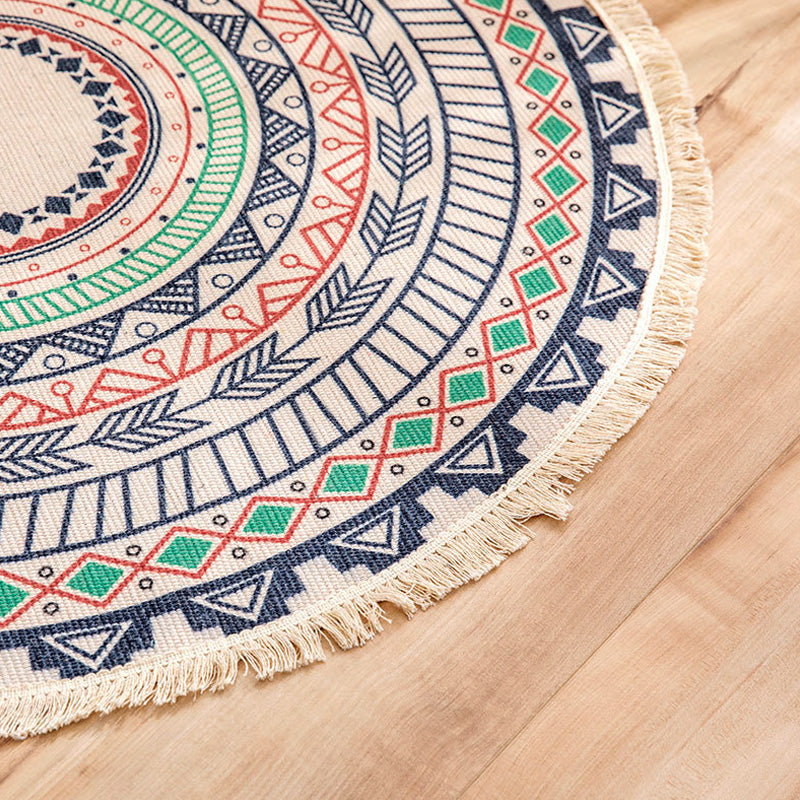 BowLift | Moroccan Tribal Flower Pattern Carpet Multicolor Linen Carpet Non-Slip Pet-Friendly Washable Carpet for Bedroom