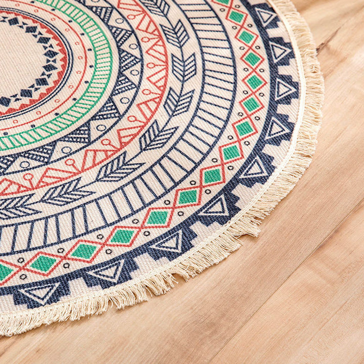 BowLift | Moroccan Tribal Flower Pattern Carpet Multicolor Linen Carpet Non-Slip Pet-Friendly Washable Carpet for Bedroom