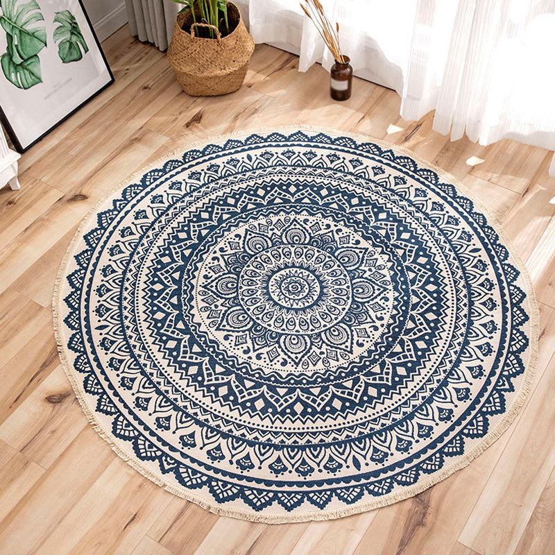 BowLift | Moroccan Tribal Flower Pattern Carpet Multicolor Linen Carpet Non-Slip Pet-Friendly Washable Carpet for Bedroom