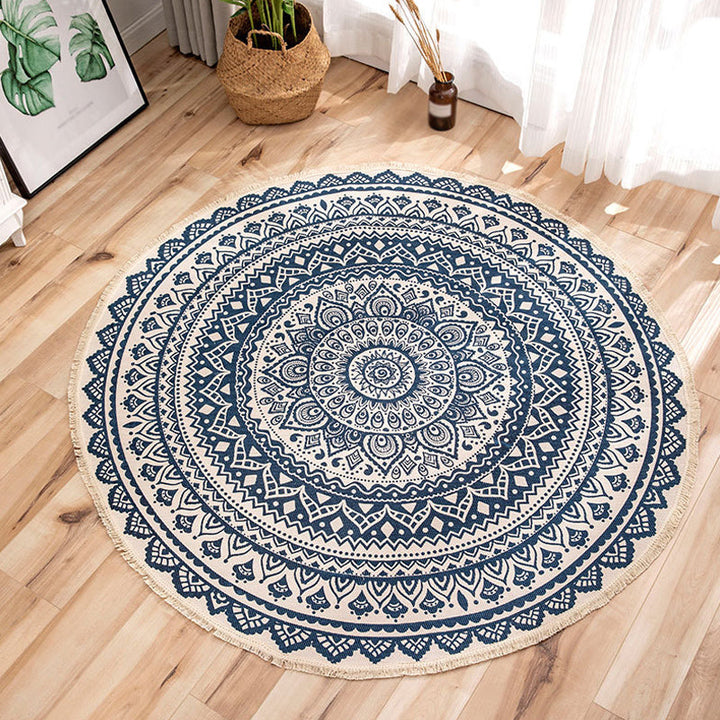 BowLift | Moroccan Tribal Flower Pattern Carpet Multicolor Linen Carpet Non-Slip Pet-Friendly Washable Carpet for Bedroom