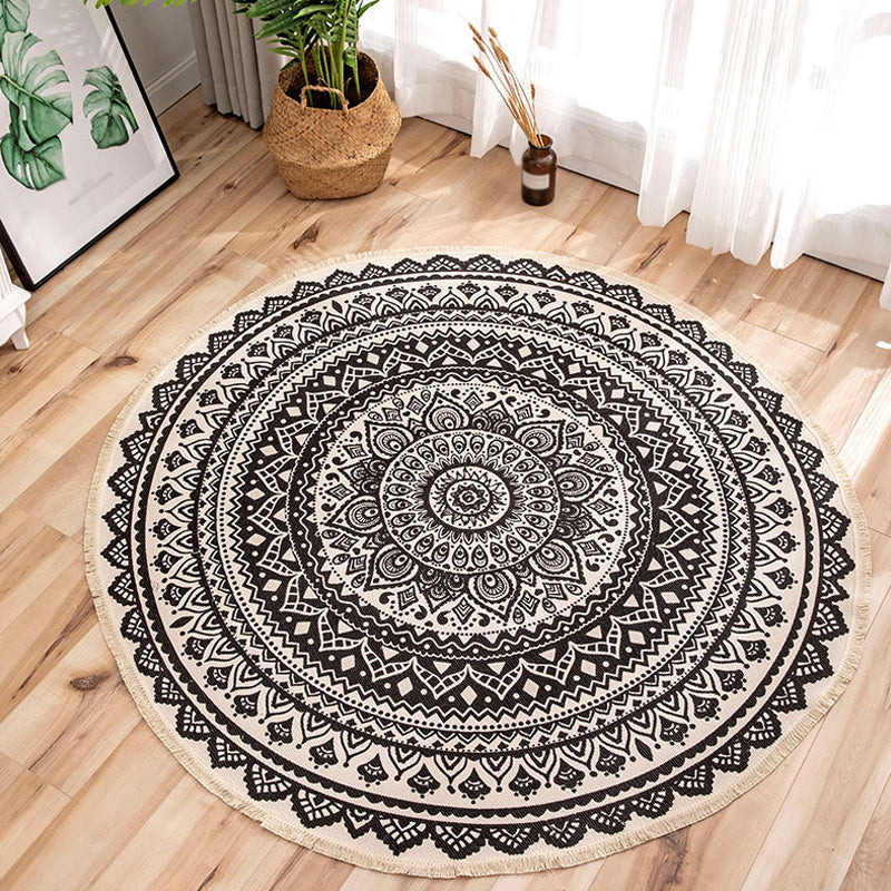 BowLift | Moroccan Tribal Flower Pattern Carpet Multicolor Linen Carpet Non-Slip Pet-Friendly Washable Carpet for Bedroom