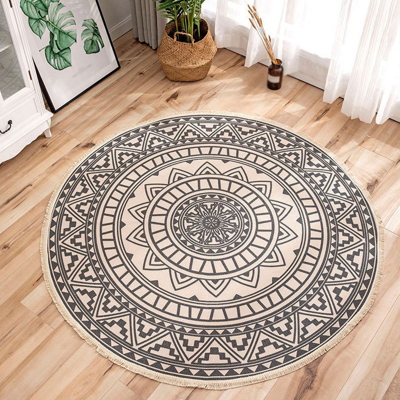 BowLift | Moroccan Tribal Flower Pattern Carpet Multicolor Linen Carpet Non-Slip Pet-Friendly Washable Carpet for Bedroom