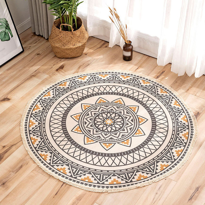 BowLift | Moroccan Tribal Flower Pattern Carpet Multicolor Linen Carpet Non-Slip Pet-Friendly Washable Carpet for Bedroom