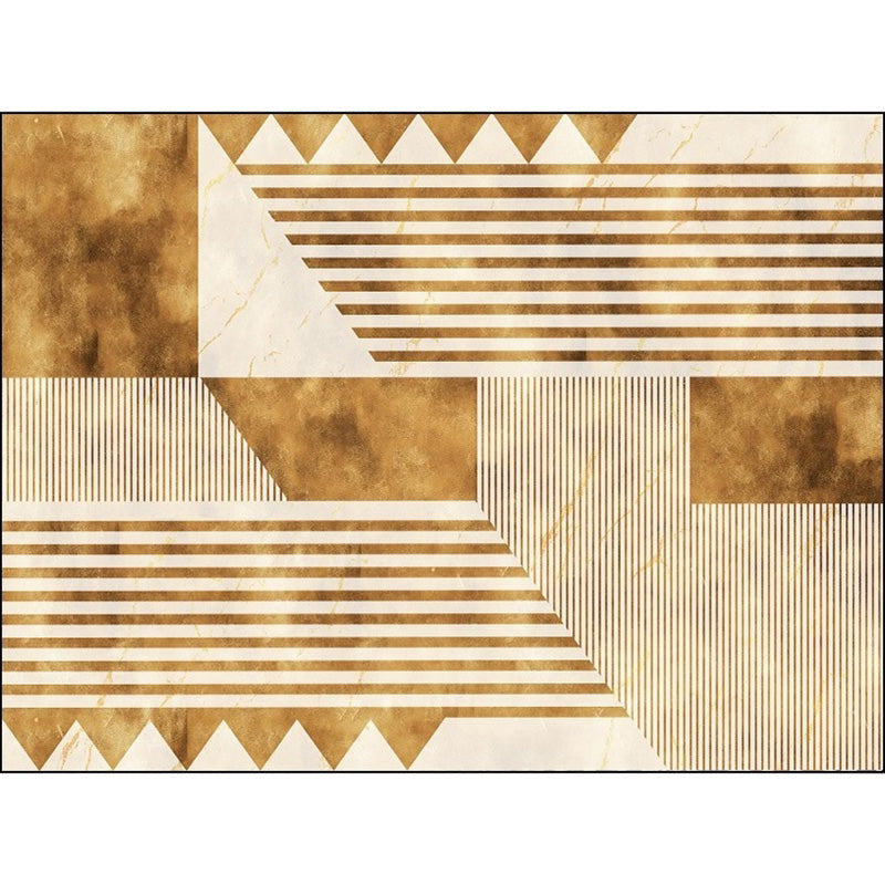Stylish geometric patterned rug with stripes Yellow Nordic rug Polyester Washable Non-slip Pet-friendly rug for the living room | Bowlift