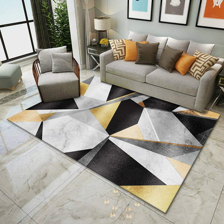 Nordic Geometric Pattern Rug Multicolored Polyester Rug Non-Slip Pet-Friendly Washable Rug for Living Room | Bowlift