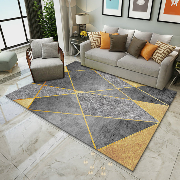 Nordic Geometric Pattern Rug Multicolored Polyester Rug Non-Slip Pet-Friendly Washable Rug for Living Room | Bowlift
