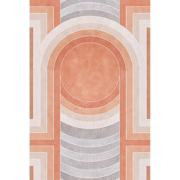 Orange modern carpet made of polypropylene, geometric and striped pattern, pet-friendly washable non-slip carpet for the living room | Bowlift