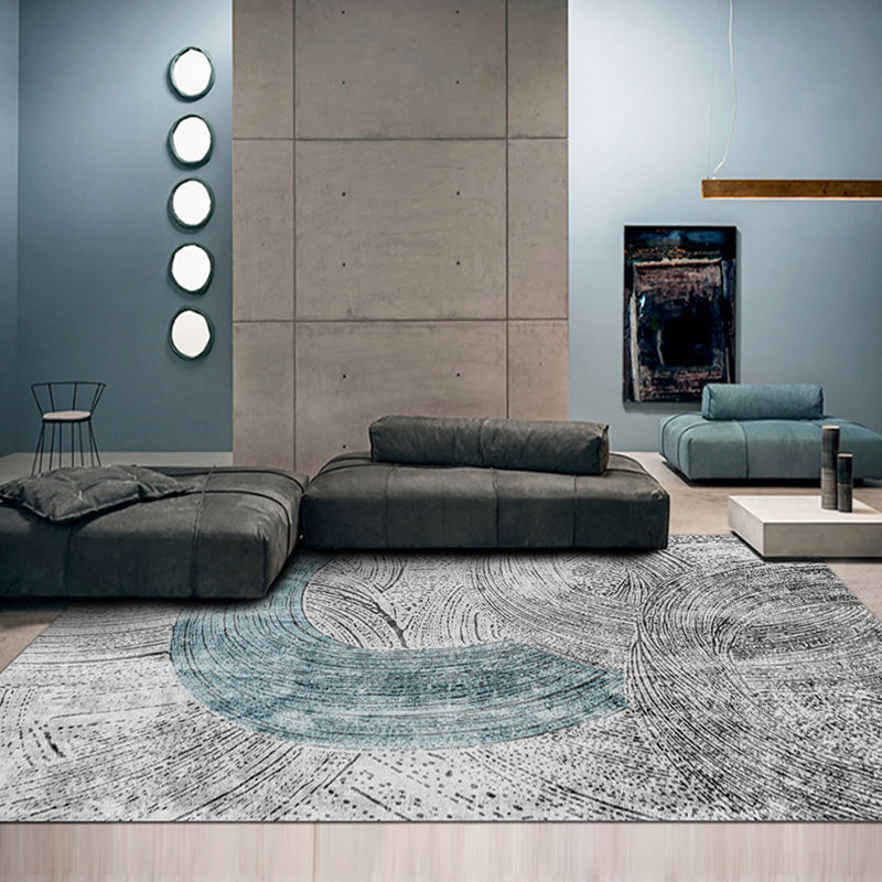 BowLift | Modern Abstract Rug Smoke Grey Polyester Rug Non-Slip Backing Pet-Friendly Washable Area Rug for Home