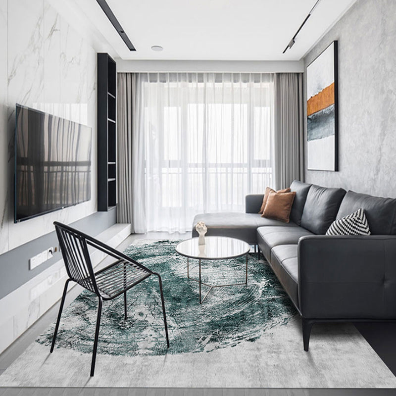 BowLift | Modern Abstract Rug Smoke Grey Polyester Rug Non-Slip Backing Pet-Friendly Washable Area Rug for Home