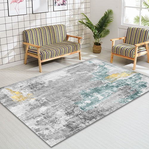 BowLift | Modern Abstract Rug Smoke Grey Polyester Rug Non-Slip Backing Pet-Friendly Washable Area Rug for Home