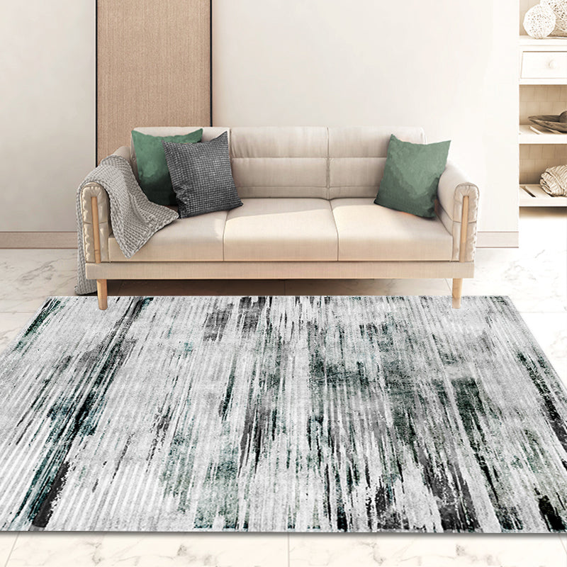 BowLift | Modern Abstract Rug Smoke Grey Polyester Rug Non-Slip Backing Pet-Friendly Washable Area Rug for Home