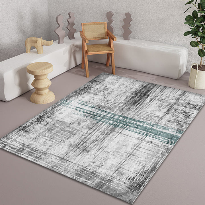 BowLift | Modern Abstract Rug Smoke Grey Polyester Rug Non-Slip Backing Pet-Friendly Washable Area Rug for Home