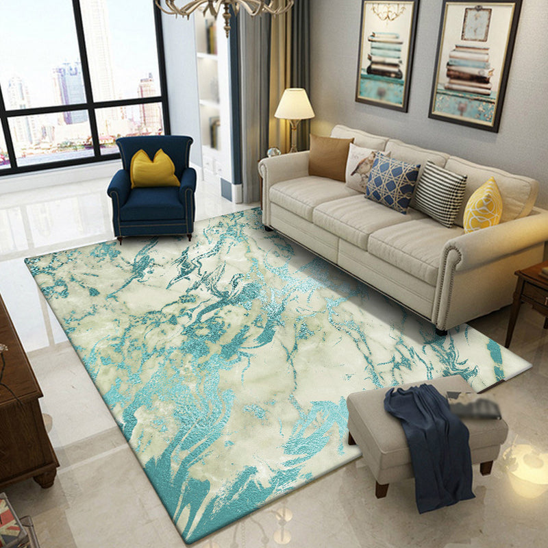 BowLift | Green Abstract Area Carpet Polyester Modern Carpet Washable Non-slip Background Indoor Carpet for Decoration