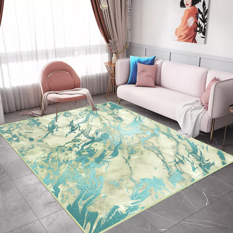 BowLift | Green Abstract Area Carpet Polyester Modern Carpet Washable Non-slip Background Indoor Carpet for Decoration