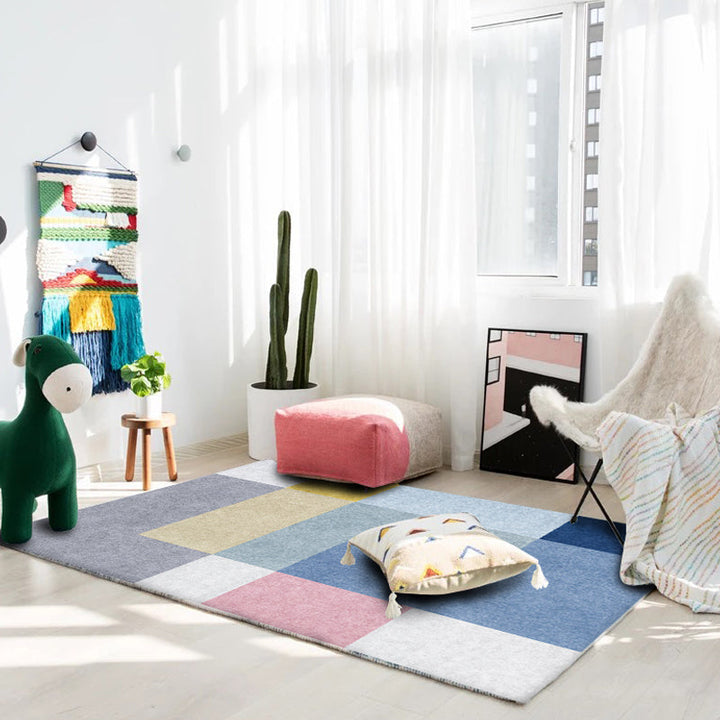 Multi-Colors Parlor Rug Novelty Color Box Rug Polyester Machine Washable Non-Slip Back Rug | Bowlift